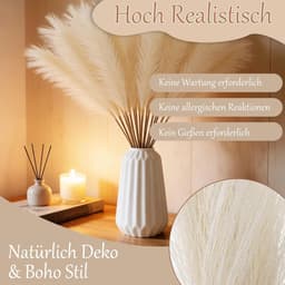 50 stuks gedroogd pampasgras, decoratie, 55 cm, kunstbeige, pluizig pampasgras, boho decoratief pampasgras voor bruiloft, kantoor, slaapkamer, woonkamer — thumbnail 2