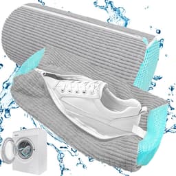 2 stuks schoenen waszak, sneakers, schoenen voor wasmachine, 39 x 19 cm, schoenwaszak, herbruikbare waszak, met ritssluiting, schoenen waszak, netschoenen waszak voor sneakers (grijs) — thumbnail 1