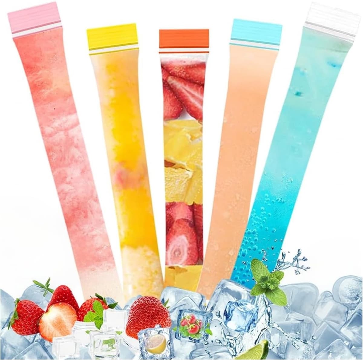 IJsjeszakjes - Transparant - 4,5 x 28 cm - PE Materiaal met Sterke Afsluiting - Voor Zelfgemaakte IJsjes en Yoghurt — afbeelding 1