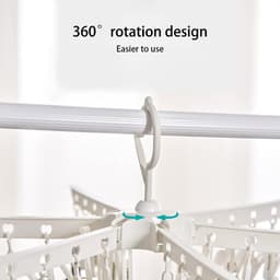 Sokkendroogrek dat 360° draait en Geschikt voorzien is van 36 clips, en een hangend model Geschikt voor meerdere clips. — thumbnail 1