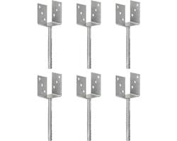 vidaXL - Grondankers - 6 - st - 8x6x30 - cm - gegalvaniseerd - staal - zilverkleurig