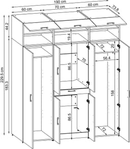 Roomart DORA-I Wasmachine Ombouwkast 190x230 cm - voor 2 Apparaten, 2 Hoge Kasten - Antraciet eiken — thumbnail 3