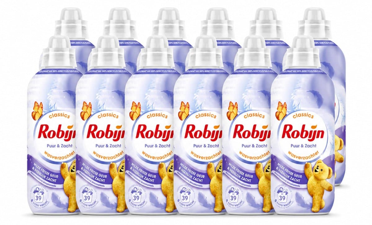 12 x Robijn – Wasverzachter – Puur & Zacht – 780 ml - Voordeelverpakking - 12 stuks — afbeelding 1