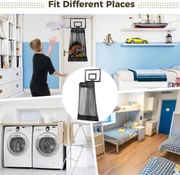 KZQ rood Hangende Wasmand Met Basketbalring En Rits Voor Aan De Deur - Verwijderbare Basketbalring, Ideaal Voor Badkamer En Kinderkamer — thumbnail 5