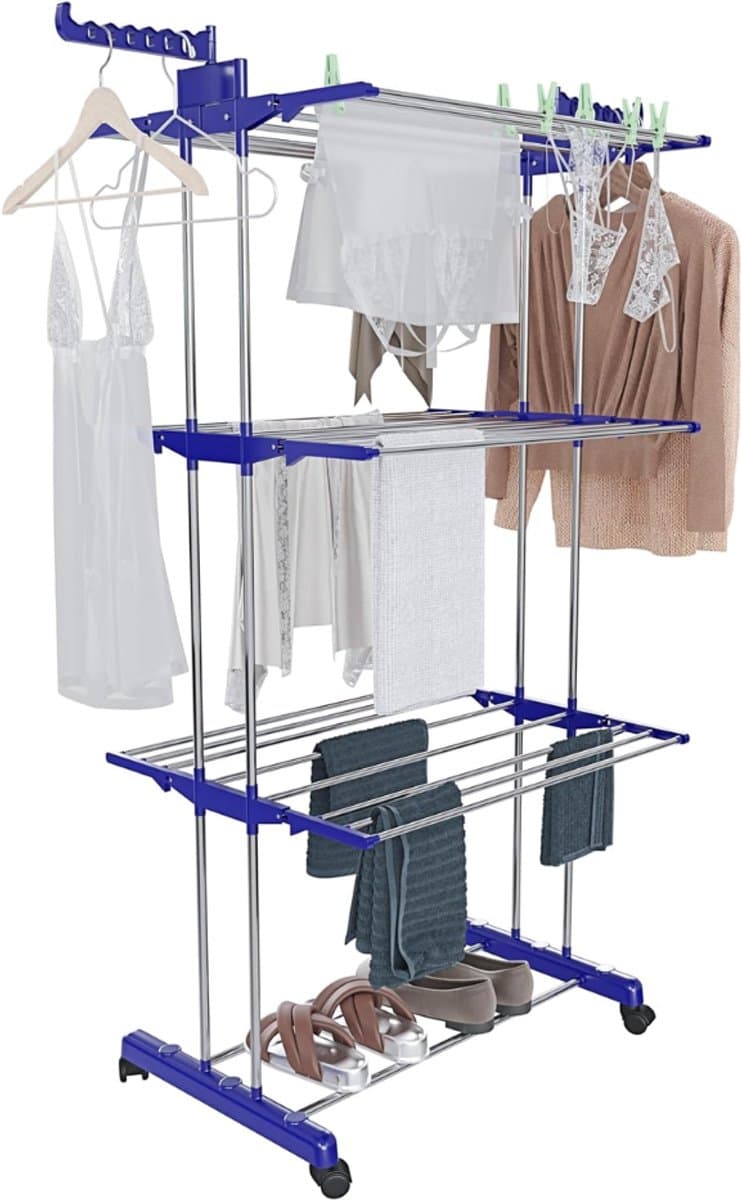 DYVNS® Droogtoren met Wieltjes - Wasrek Staand - Inklapbaar Droogrek - 4 Niveaus — afbeelding 1