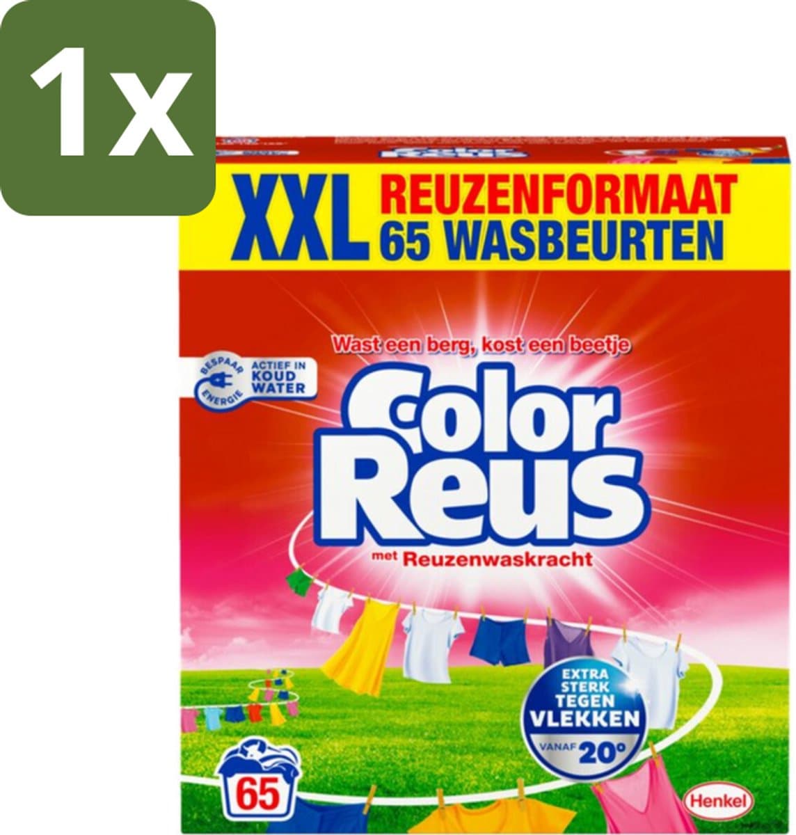 Color Reus - Waspoeder - Gekleurde Was - 65 Wasbeurten - 1 stuk — afbeelding 1