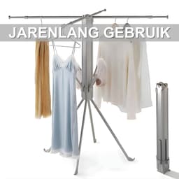 Foldable Clothes Drying Rack - Kunststof en metaal - Grijs - voor Thuis en Professioneel Gebruik — thumbnail 2
