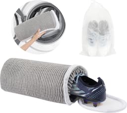 Chenille Schoenwaszak in Cilindervorm, Donkergrijs, Ideaal voor Schoenen, Reizen en Kamperen, Met Ingebouwde Haar, Fluffy Mesh en Onzichtbare Rits — thumbnail 1