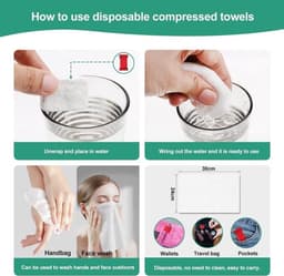 Intrekbare draagbare waslijn voor op reis - 2 verpakkingen 8 wasknijpers - 2 verpakkingen wegwerp-gecomprimeerde handdoeken Geschikt voor waslijn binnen campingaccessoires — thumbnail 5