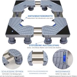 Wasmachine Onderstel - Apparaat Verhoger - Apparaten Plaatsen - Verstelbaar & Stevig - 45-68 cm - Grijs — thumbnail 4