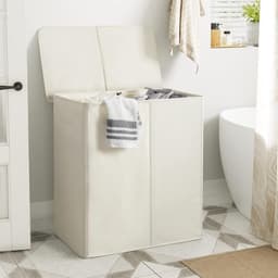 Ploutos® Wasmand 2 Vakken -Wasmand met 3 vakken – Wassorteerder – 154L – Wit – 63cm x 37cm x 69cm — thumbnail 4