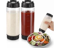 Omgekeerde Knijpflessen - Voedselveilig Plastic - Grote Capaciteit - Zelfsluitende Klep - Voor Keuken en Restaurant