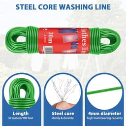 Waslijn caravan - Groen - 4 mm Diameter - PVC-gecoate Stalen Kern - Voor Buitengebruik en Tuin — thumbnail 4