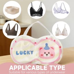 Herbruikbare waszak voor wasmachine met schattig berenontwerp voor bh's en lingerie, 32.5x19.5 cm, ideaal voor delicate was. — thumbnail 3
