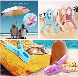 Stevige handdoekclips voor strandstoelen, clips voor zwembadafdekkingen, plastic kledingclips voor op cruiseschepen, verpakking van 12 stuks — thumbnail 3