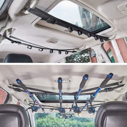 Waslijn voor in de auto - Ophanglijn voor in de auto - Waslijn - Kledingstang voor in de auto - Inclusief 8 karabijnhaken - Auto-accessoires - Geschikt voor de meeste auto's - Zwart - 83-119 cm - Karabijnhaken 4,7 × 2,3 cm — thumbnail 4