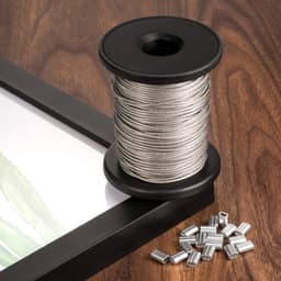 30 m roestvrijstalen ophangdraad (1 mm) met 20 aluminium klemhulzen – voor fotolijsten, spiegels, wanddecoraties, hangende plantenpotten en plafondlampen — thumbnail 5