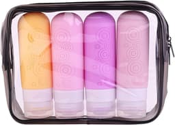Siliconen Reisflessen, lekvrije siliconen reisflessen containers travel bottles, navulbaar en knijpbaar, voor lotion, douchegel en shampoo, reisaccessoire het vliegtuig, 90 ml — thumbnail 1