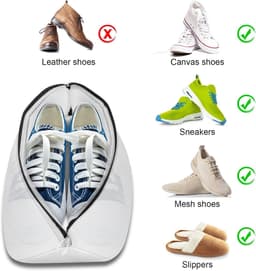 Schoenwaszakken Set van 2, Waszakken voor de Wasmachine, Rits Wasnet voor het Wassen van Schoenen en Kleding — thumbnail 2