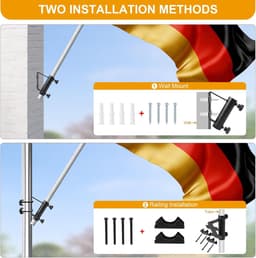 Vlaggenstokhouder ⌀3cm - carbon staal - wandmontage - ideaal voor balkon en truck - ShopVlot — thumbnail 2
