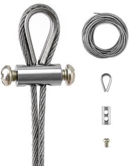 SnelShoppen - RVS Staal Kabelset 6m/2mm, Stalen Kabel met M2 Krimpogen en Bevestigingsmaterialen voor Tentlijnen, Kledinglijnen, Tuin en Camping — thumbnail 3