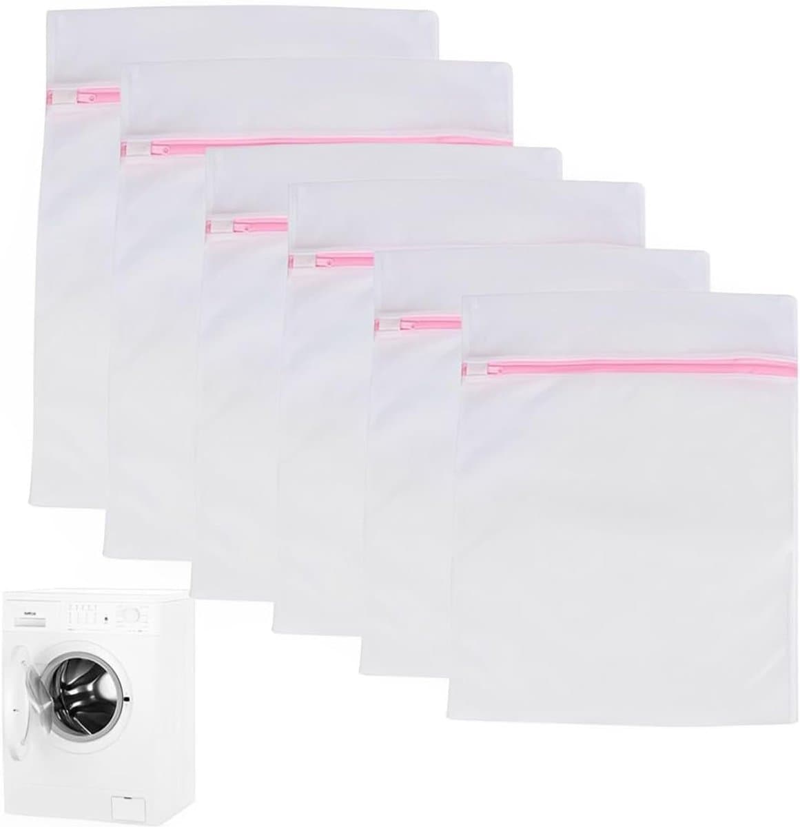 SnelShoppen - 6-delige waszakken voor wasmachine, wasnet met rits voor ondergoed, babykleding, zijde en wol, beschermt kleding, verschillende maten, i — afbeelding 1