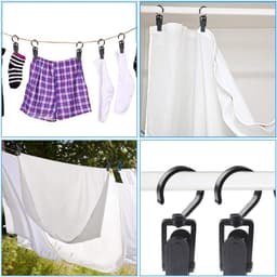 20 Stuks Waslijn Clips - Draagbare Antislip Plastic Hangers Met 360 Graden Draaibare Haak - Voor Kleding Gordijnen Badhanddoeken Hoeden Lakens En Jassen - Zwart — thumbnail 4