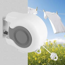 Dailygoods- Waslijn Uittrekbaar 13 Meter - Ruimtebesparend - Wandmontage - Draagbaar - Geschikt voor Balkon - Gemaakt van ABS/PVC - Kledinglijn — thumbnail 4