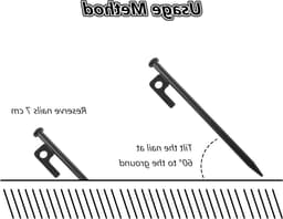 Set van 16 Sterke Stalen Tentpinnen van 20 cm - Stormbestendig met Haak en Gat voor Kamperen, Trampolines en Buitenactiviteiten — thumbnail 2