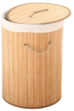 Pepco Bamboe Wasmand met Deksel – 40 Liter – Ronde Wasgoedmand met Uitneembare Waszak en Handgrepen – 34 x 45 cm – Naturel — thumbnail 2