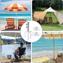 Verstelbare parasolstandaard van metaal met haringen en haken voor tuin, strand en camping, robuust grondanker — thumbnail 5