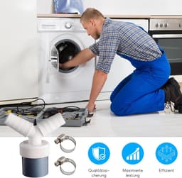SnelShoppen - Afvoeraansluitset Wasmachine, 3 Stuks Afvoer Y-Adapter, Dubbele Aansluiting voor Vaatwasser, Droger, Wasmachine van Duurzaam Kunststof — thumbnail 4