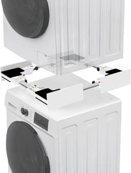 SnelShoppen - Universele Stacking Kit voor Wasmachine en Droger, Verstelbare Montageframe Set voor 46-66 cm, Duurzaam Kunststof en RVS, Inclusief Ratc — thumbnail 2