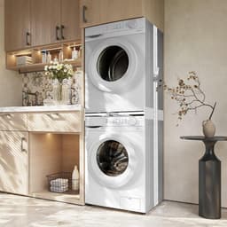 SnelShoppen - Universele Stacking Kit voor Wasmachine en Droger, Verstelbare Montageframe Set voor 46-66 cm, Duurzaam Kunststof en RVS, Inclusief Ratc — thumbnail 4