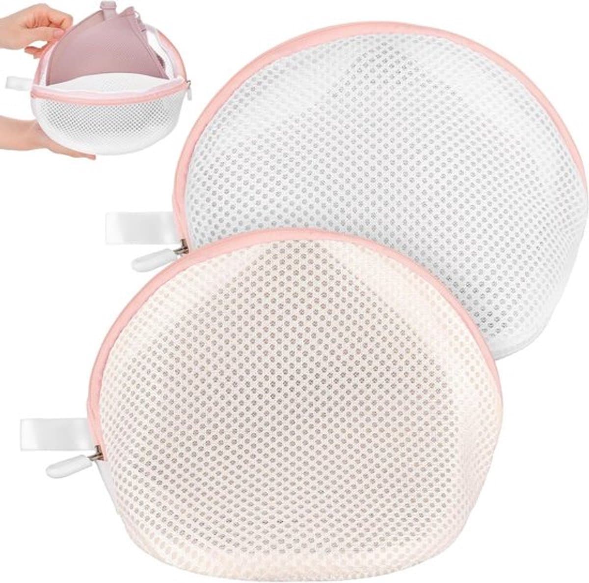2 stuks BH wasnet - Netwasnet met ritssluiting voor wasmachine - Herbruikbare waszakken voor kleding, ondergoed en beha's - Roze — afbeelding 1