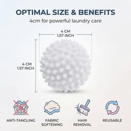 SnelShoppen - Plastic Droogballen, Set van 6 Wasballen voor Zachte Kleding in Wasmachine en Droger, Wit/Blauw/Roze, 4 cm, Ideaal voor Drogen en Wassen — thumbnail 2