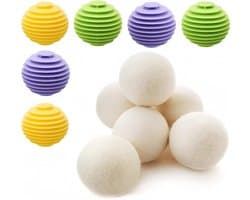 SnelShoppen - 12 Wasballen voor Wasdroger en Wasmachine - Herbruikbare Schapenwol Droogballen - Duurzaam, Zacht en Efficiënt voor Thuis - Verminder Dr