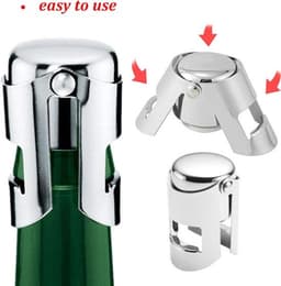 Champagnestopper set van 2, roestvrij staal en siliconen, herbruikbare champagneflesdop, vacuümsluiting, zilverkleurig, champagnefles afsluiting. — thumbnail 3