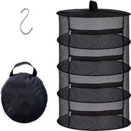 droognet opvouwbaar - 4 laags - Droognet - 60 x 80 cm - opbergnet met rits - zwart - hangend droog visnet - voor kruiden en bloemen - voor planten, vis of groenten - Polyester — thumbnail 4