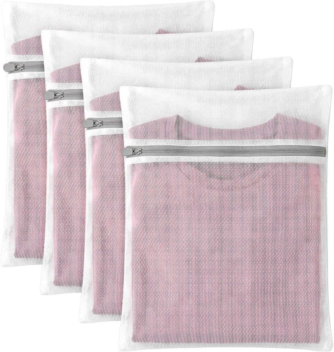 Set van 4 kleine wasnetten van mesh, 30 x 25 cm, ideaal voor delicate kleding en wasgoed — afbeelding 1