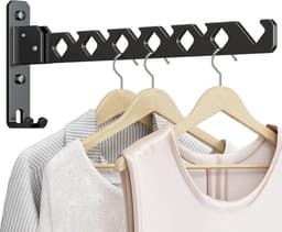 YAGXIG Wandkledingrek - Opvouwbaar - Kledinghanger voor aan de muur - Wasgoedhaak voor de badkamer - Wandkledingrek voor binnen - Geschikt voor kleine ruimtes - Matzwart — thumbnail 1