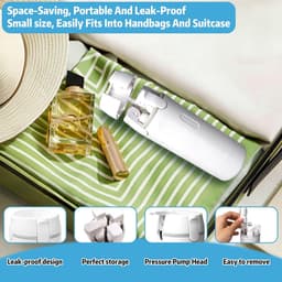 4-in-1 reisflessen om te vullen, 4-in-1 reisdispenser met etiket, reisflessen voor toiletartikelen, mini-shampoo-dispenser met schaal, reisbenodigdheden voor shampoo, lotion, conditioner — thumbnail 4