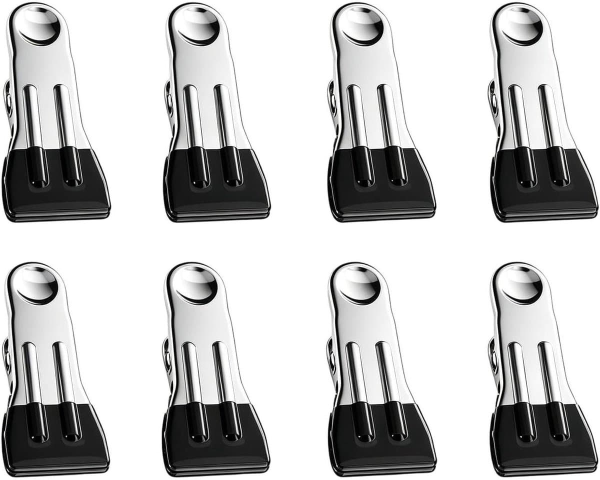 Wasknijpers - Kledingklemmen Organizer - Wassen en Drogen - Roestvrij Staal - 8 Stuks - Zwart — afbeelding 1