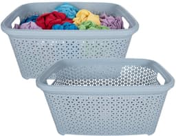 Storage Solutions wasmand - 2x - 35 liter - blauw - 54 x 37 x 26 cm - Kunststof - Draagmand — thumbnail 1