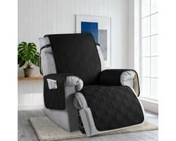 Verstelbare Stoelhoes met Opbergzakken, Rekbare Bescherming voor Relaxfauteuil met Armleuningen, Zwart, Ideaal voor Woonkamer en TV-kamer
