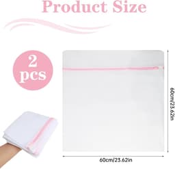Thijox - Set van 2 Premium Wasnetten voor Wasmachine 60 x 60 cm, Waszak met Verborgen Ritssluiting, Bescherming tegen Vervorming en Vouwen voor Fijne — thumbnail 5