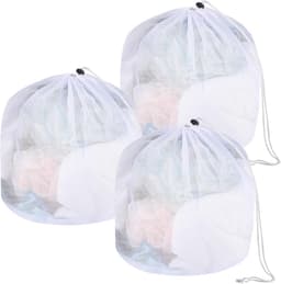 Thijox - 3 stuks wasnet voor wasmachine 40 x 50 cm, waszak met koordstopper, fijnmazig voor ondergoed, sokken, mantels, badhanddoek, herbruikbaar, pol — thumbnail 1