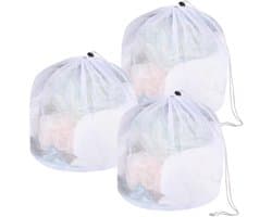 Thijox - 3 stuks wasnet voor wasmachine 40 x 50 cm, waszak met koordstopper, fijnmazig voor ondergoed, sokken, mantels, badhanddoek, herbruikbaar, pol