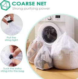 Thijox - Fousenuk Waszakken, Grote Waszak voor Wasmachine, Herbruikbare Netzak met Trekkoord, Ideaal voor Kleding, Sint, Feest of Camping, 3 Stuks, Wi — thumbnail 4