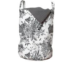 New Bed Bloemen Gedetailleerde gravure Lente Wasmand met Handvatten en Koordsluiting, 33 cm x 48 cm